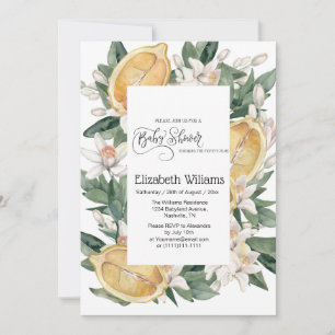 Rustic Watercolor Lemon Italian Citrus Baby Shower Invitation