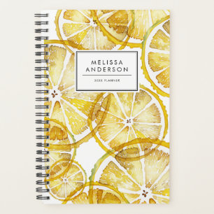 Rustic Watercolor Lemon Slices Pattern Planner