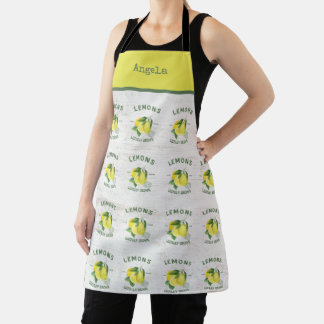 Rustic Watercolor Lemon – Vintage Aesthetic Citrus Apron