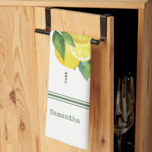 Rustic Watercolor Lemon– Vintage Aesthetic Citrus Tea Towel