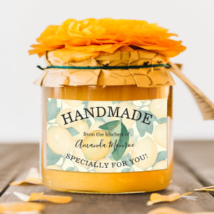 Rustic Watercolor Lemons and Leaves HANDMADE Rectangular Sticker