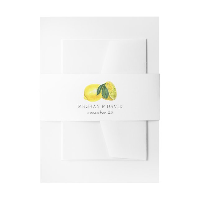 Rustic Watercolor Lemons Wedding  Invitation Belly Band (Front Example)