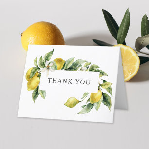 Rustic Watercolor Lemons Wedding Thank You Card