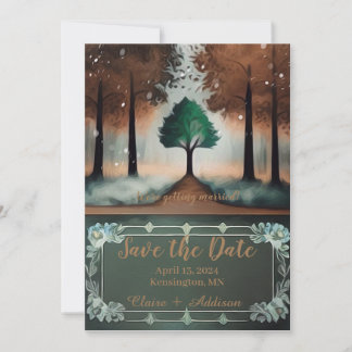 Rustic Watercolor Lone Tree Save The Date