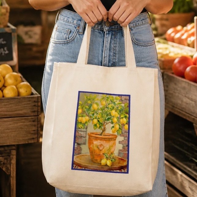 Rustic Watercolor Mediterranean Lemon Tree Tote Bag (Creator Uploaded)