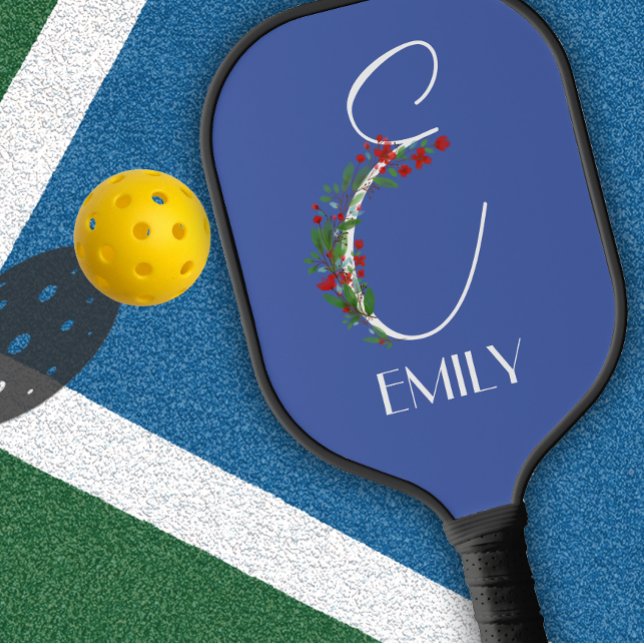 Rustic watercolor monogram E mum Pickleball Paddle (Creator Uploaded)