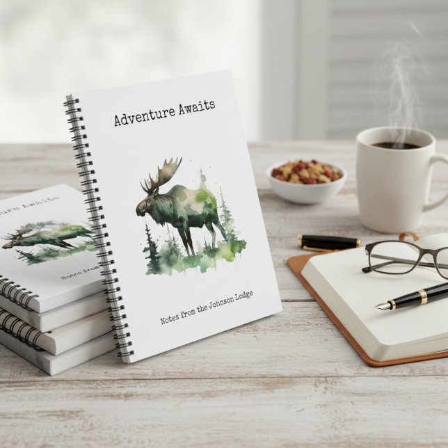  Rustic Watercolor Moose Custom Wildlife Journal (Creator Uploaded)