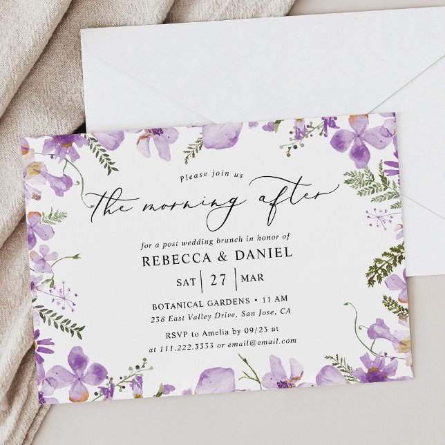Rustic Watercolor Morning After Wedding Brunch  Invitation (Creator Uploaded)