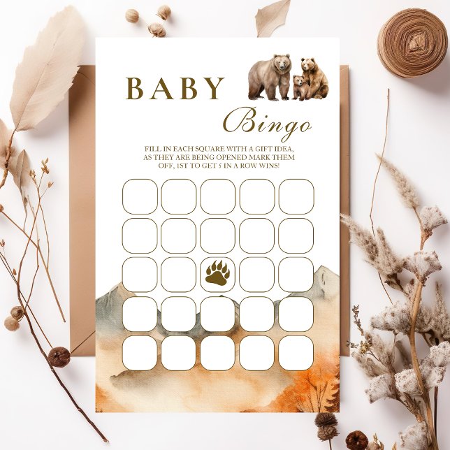 Rustic Watercolor Mountain Bear Family Baby Shower (Creator Uploaded)