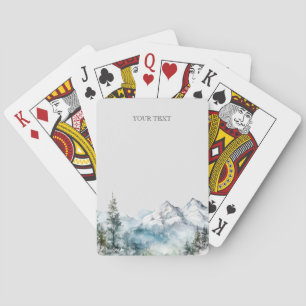 Rustic watercolor mountain custom playing cards