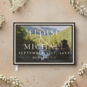 Rustic Watercolor Mountain Engagement Photo Guest Book