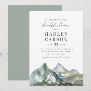Rustic Watercolor Mountain Forest Bridal Shower Invitation