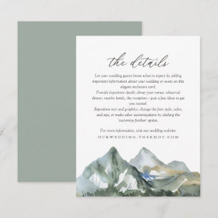 Rustic Watercolor Mountain Forest Wedding Details Enclosure Card