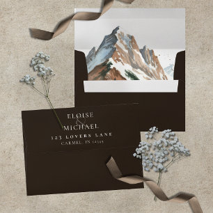 Rustic Watercolor Mountain Landscape Wedding Envelope