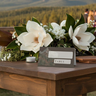 Rustic Watercolor Mountain Landscape Wedding Place Card