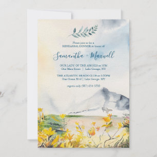 Rustic Watercolor Mountain Rehearsal Dinner Invitation
