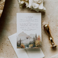 Rustic Watercolor Mountain Wedding Details Card