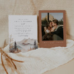 Rustic Watercolor Mountain Wedding Invitation<br><div class="desc">This is a mountain wedding invitation featuring a beautiful watercolor fall mountain scene and an elegant font pairing. Edit all wording and all colours except for the colour of the watercolor mountain scene. The colour of the evergreen drop is not editable. // For matching items, please visit the "SAWYER" collection...</div>