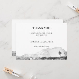 Rustic watercolor mountain wedding Thank you card