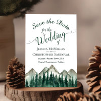 Rustic Watercolor Mountains & Pine Wedding