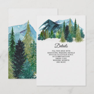 Rustic Watercolor Mountains Pine Winter Wedding Enclosure Card