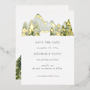 Rustic Watercolor Mountains  Save The Date
