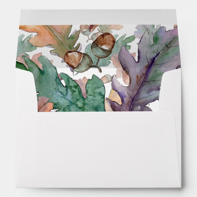 Rustic Watercolor Mushrooms Fall Wedding Envelope (Back (Bottom))