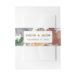 Rustic Watercolor Mushrooms Fall Wedding Invitation Belly Band