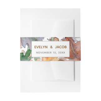 Rustic Watercolor Mushrooms Fall Wedding Invitation Belly Band