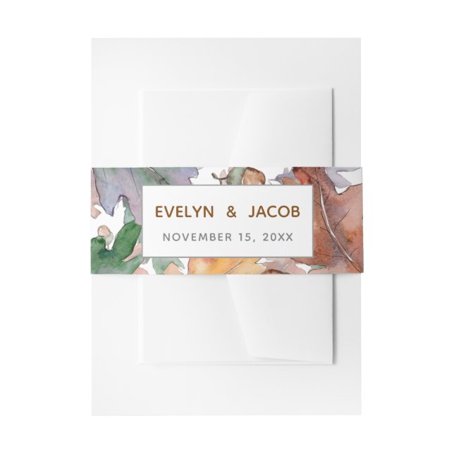 Rustic Watercolor Mushrooms Fall Wedding Invitation Belly Band (Front Example)