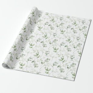Rustic Watercolor Natural Forest Leaves Pattern Wrapping Paper
