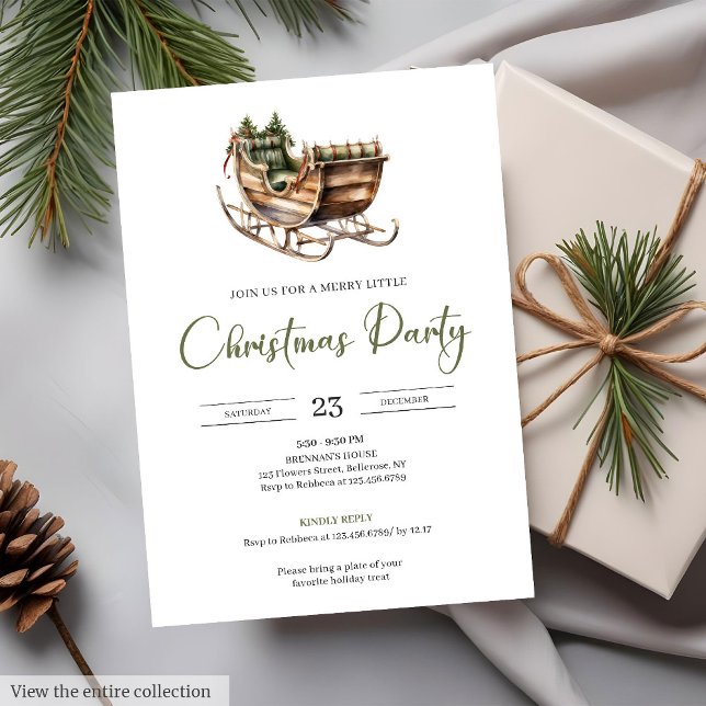 Rustic Watercolor Neutral Earthy Cosy Minimalist   Invitation (Rustic Watercolor Neutral Earthy Cozy Minimalist Xmas Party Card)