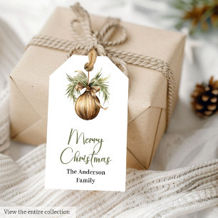 Rustic Watercolor Neutral Tones Christmas Gift Tag
