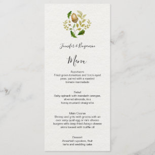 Rustic Watercolor Oak Leaves and Acorns   Menu
