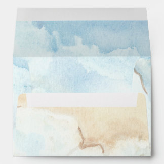 Rustic Watercolor Ocean Sea Summer Beach Wedding Envelope