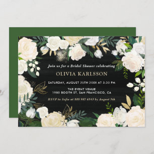 Rustic Watercolor Pale Peonies Bridal Shower Invitation