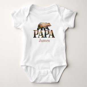 Rustic Watercolor PAPA Bear Silhouette with Nature Baby Bodysuit