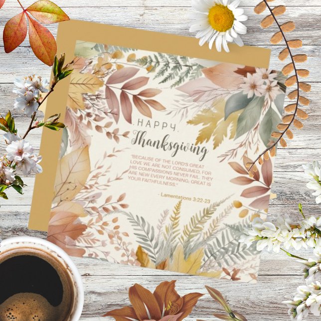 Rustic Watercolor Pastel Floral Thanksgiving  Holiday Card (Creator Uploaded)