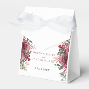 Rustic Watercolor Pastel Maroon Bloom Wedding  Fav Favour Box