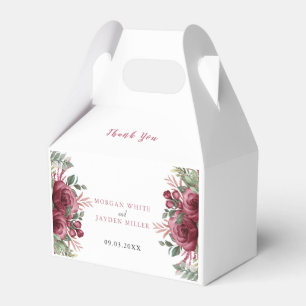 Rustic Watercolor Pastel Maroon Bloom Wedding  Favour Box