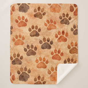 Rustic Watercolor Paw Print Pattern (1) Sherpa Blanket