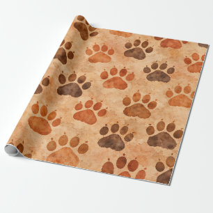 Rustic Watercolor Paw Print Pattern (1) Wrapping Paper