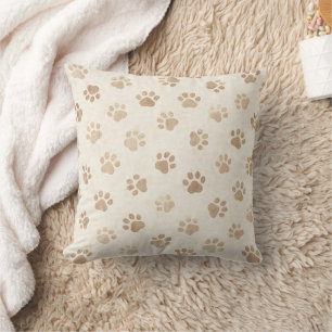 Rustic Watercolor Paw Print Pattern (2) Cushion