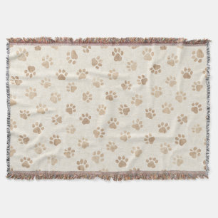 Rustic Watercolor Paw Print Pattern (2) Throw Blanket