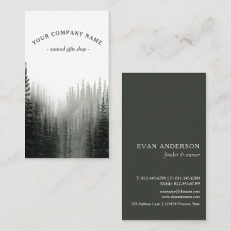 Rustic Watercolor Pine Forest Logo Business Card
