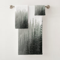 Rustic Watercolor Pine Forest Monogrammed