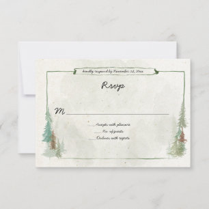Rustic Watercolor Pine Forest RSVP