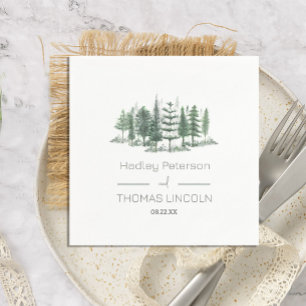 Rustic Watercolor Pine Trees Napkin