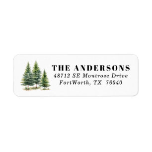 Rustic Watercolor Pine Trees Return Address