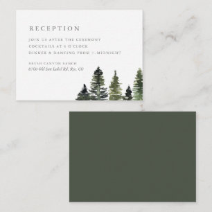 Rustic Watercolor Pine Trees Wedding Reception Enclosure Card